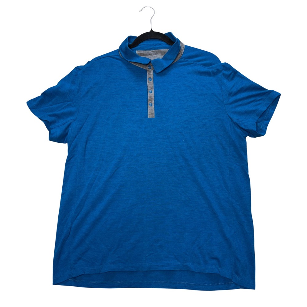 Icebreaker Merino Wool Polo Shirt Men XL Blue Excellent Short Sleeve Outdoor Top